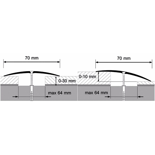 70mm Aluminium Door Bars Threshold Strip Transition Trim Laminate