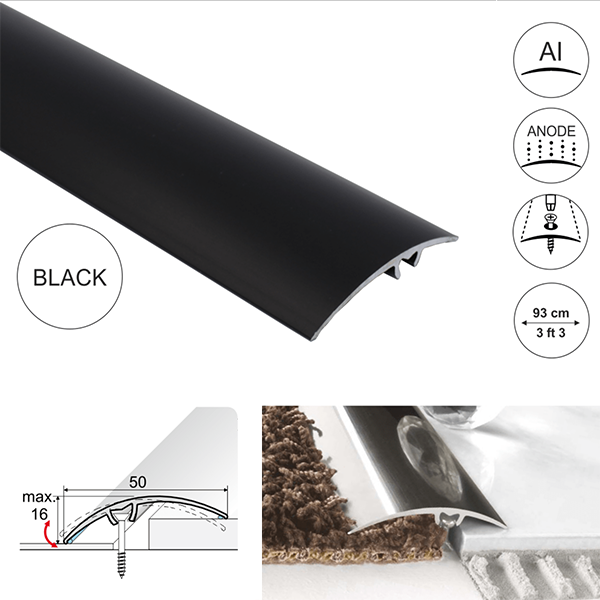 50mm Wide Aluminium Door Floor Trim, Carpet Thresholds Trim