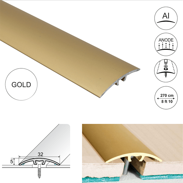 32mm Wide Aluminium Door Thresholds for Wooden & Laminate Floor