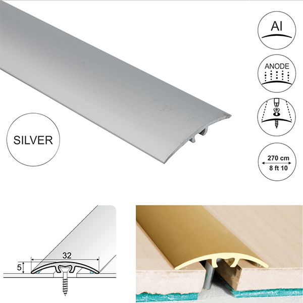 32mm Wide Aluminium Door Thresholds for Wooden & Laminate Floor