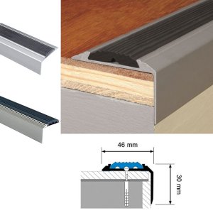 46mm x 30mm Aluminium Srew Fix Non Slip Stair Nosing For Tread Edges Trim