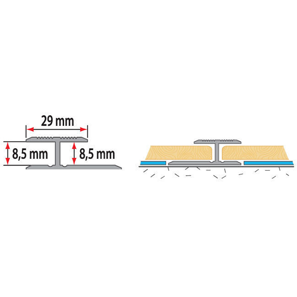 29mm Wide Aluminium Wood Effect Door Threshold Floor Bar Trim Laminate Connector