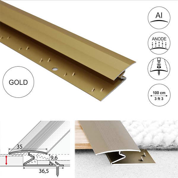 35mm Wide Aluminium Z Profiles For Joining Carpet to Wood