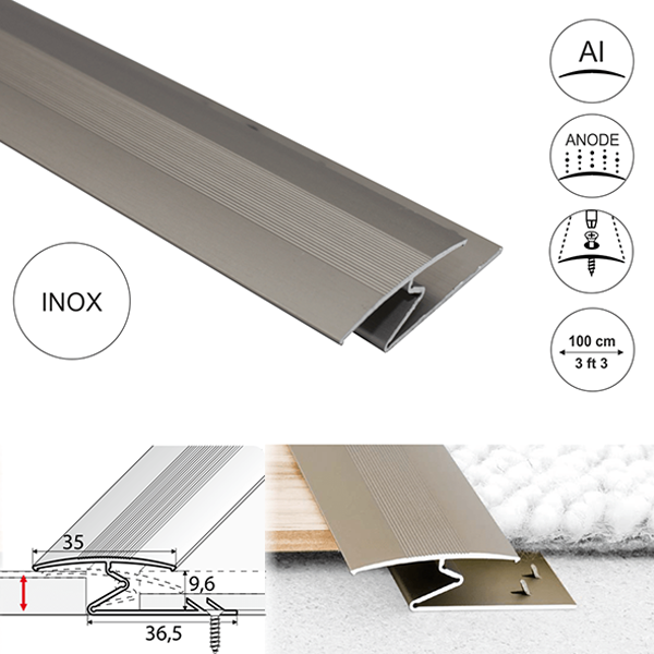 35mm Wide Aluminium Z Profiles For Joining Carpet to Wood