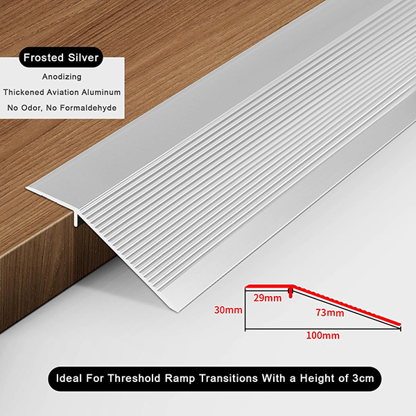 Aluminum Floor Transition Strips Flooring Reducer,  2mm Thick Threshold Ramp Tile Laminate