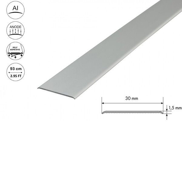 30mm wide Anodised Aluminium Door Floor Bar Edge Trim Threshold Self Adhesive