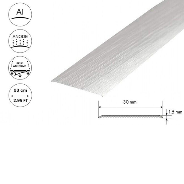 30mm wide Anodised Aluminium Door Floor Bar Edge Trim Threshold Self Adhesive