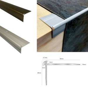 40mm x 26mm Aluminium Anodised LVT Edge Profile Stair Nosing For 3mm Flooring