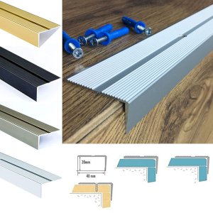 40mm x 20mm Anodized Non Slip Aluminium Drilled Stair Nosing Edge Rubust Trim