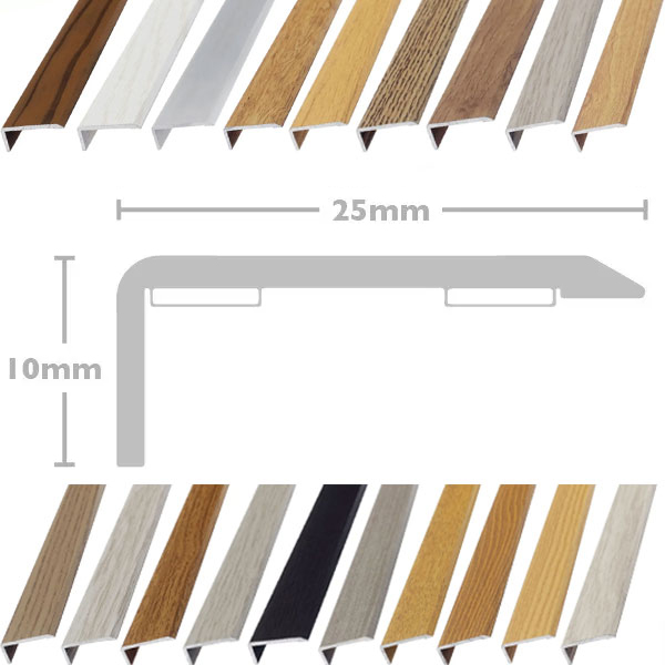 L or Edge Nosing Stick Down Threshold Door Bars Profile Edge Strip - 25mm Wide