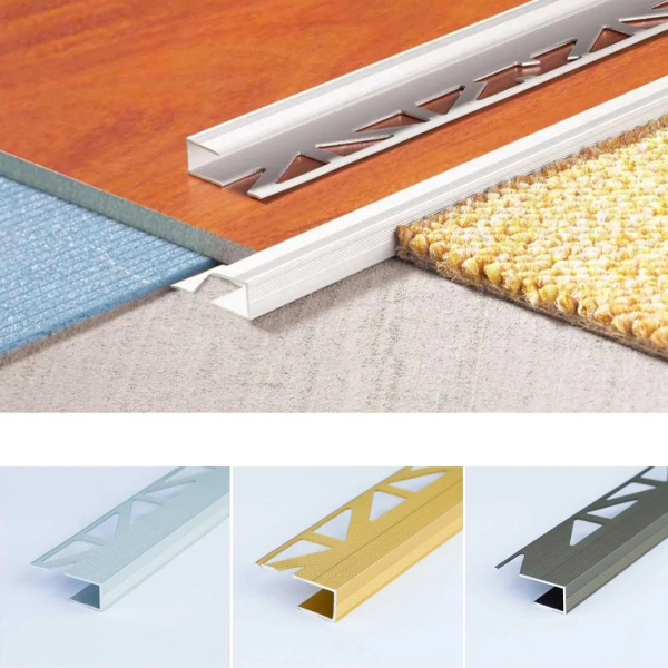 8mm Aluminium Wood Effect Edge Profile Trim Threshold Door Stops For All Flooring 