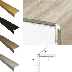 42mm x 28mm Non Slip Aluminium Luxury Click Vinyl Flooring Stairs Nosing Edge Trim