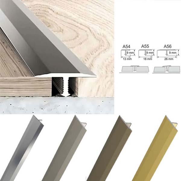 13mm Anodised Aluminium Door Threshold Trim T Bar Transition Strip For Tiles