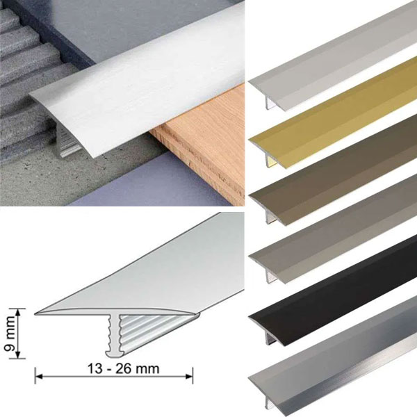 18mm Anodised Aluminium Threshold Trim T Bar Transition Trim For Tiles