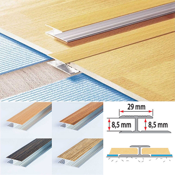 29mm Wide Aluminium Wood Effect Door Threshold Floor Bar Trim Laminate Connector