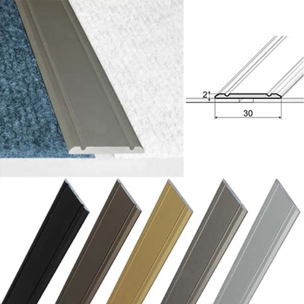 30mm Wide Aluminium Flat Door Threshold Self Adhesive For Wooden, Laminate, Carpet Vinyl Flooring