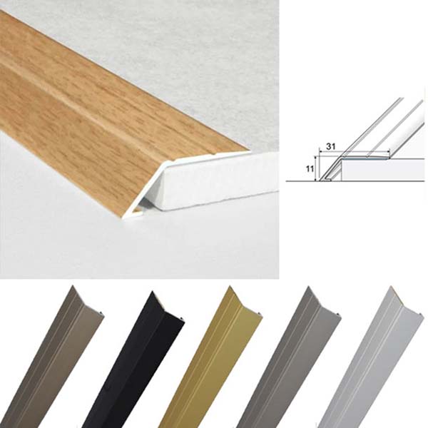 31mm Wide Aluminium Door Thresholds Ramp Self Adhesive For Connecting Wooden, Laminate, Carpet, Vinyl Floors