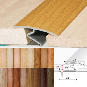 32mm Aluminium Wood Effect Door Thresholds For Vinyl, Carpet, Laminate, Wooden Floors