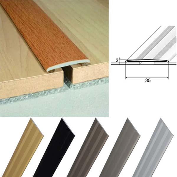 35mm Wide Flat Aluminium Door Thresholds Self Adhesive, Floor Trim