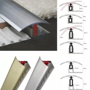 40mm Wide Aluminium Door Threshold T Bar Trim Adjustable Height/Pivots Easy Clip