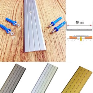 40mm Wide Aluminium Rail Drilled Fluted Floor Threshold For Wooden Floor