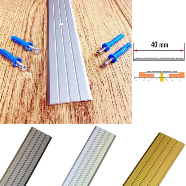 40mm Wide Aluminium Rail Drilled Fluted Floor Threshold For Wooden Floor