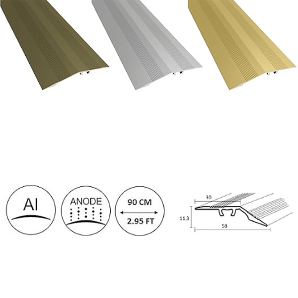  58mm Aluminium Door Bars Threshold Strip Transition Trim Laminate Tiles Ramp