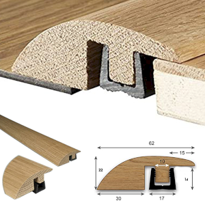 62mm Wide Ramp Reducer Door Threshold Bar for 14mm to 18mm Flooring