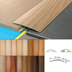 80mm Wide Self-Adhesive Aluminium Wood Effect Transition Strip Carpet Cover Door Floor Threshold