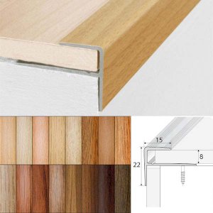 15mm x 22mm Push-In Aluminium Wood Effect Stair Nosing Edge Trim