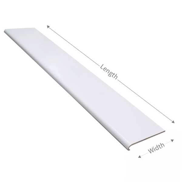 PVC Bullnose Window Cill Capping Board Internal Plastic Cover - 2.5m Long