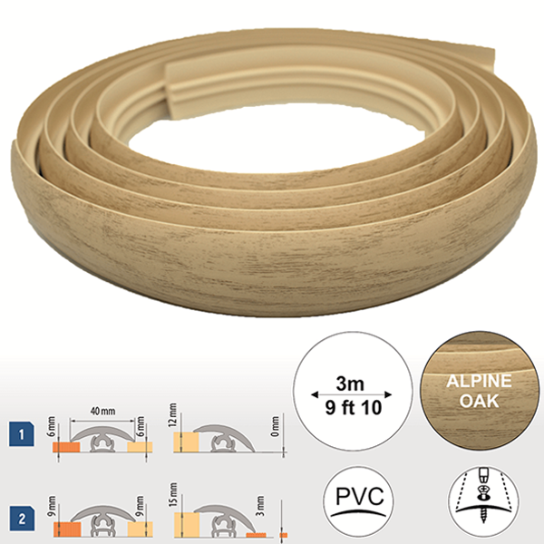 40mm Wide PVC Flexible Flooring Transition Profile Door Threshold