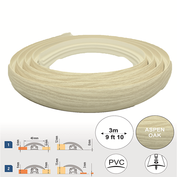 40mm Wide PVC Flexible Flooring Transition Profile Door Threshold