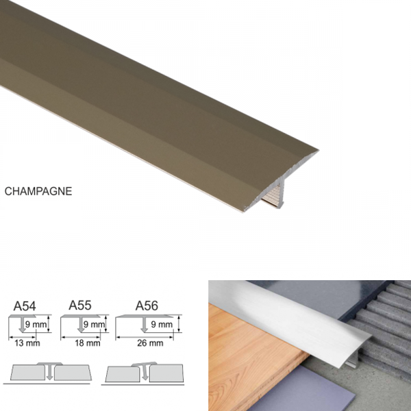 T Bar Anodised Aluminium Threshold Trim Transition Trim For Tiles