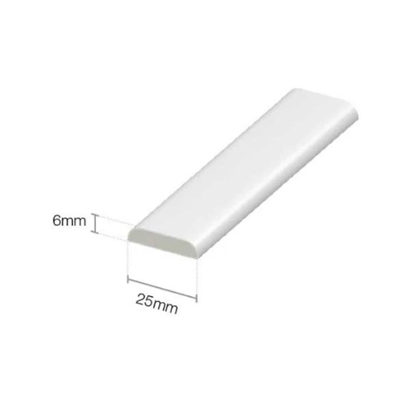 D Mould White 25mm Rounded Edge Trim