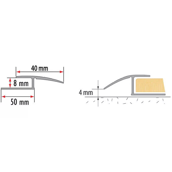 ZET O Profile 1m Aluminium Door Edging Floor Threshold Trim